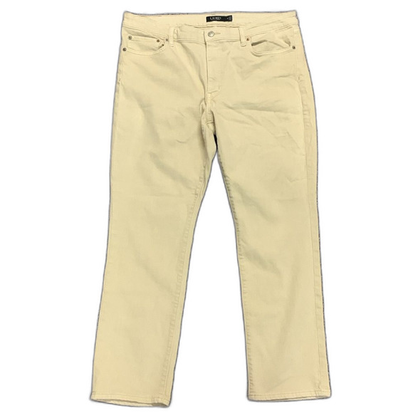 Lauren Ralph Lauren Tan Stretch Denim High Rise Straight Leg Jeans Size 18 - Picture 1 of 12